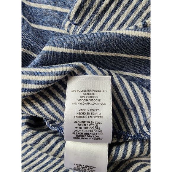 TOP/JONES NEW YORK-Blue Denim and Gray Color-Long Sleeves-Stripes-Size X Large - Picture 7 of 14